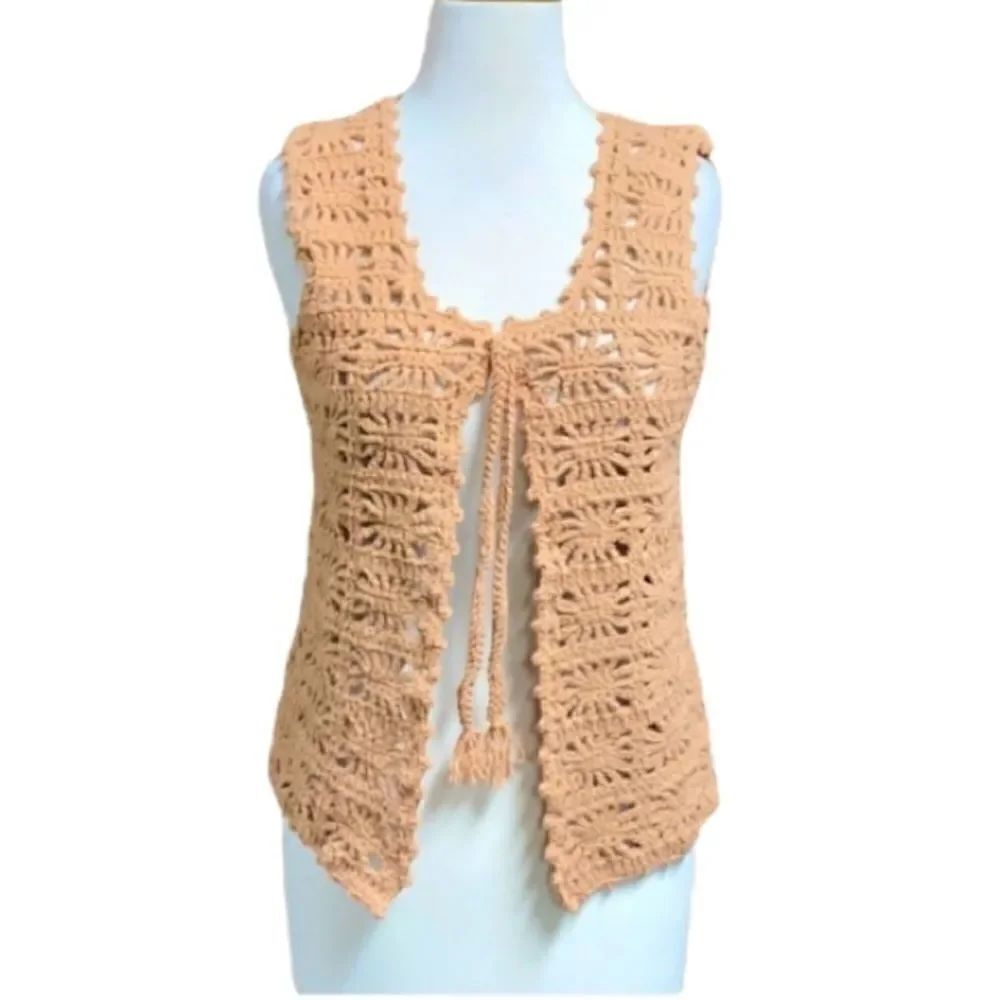 Vintage Blush/Salmon Crochet Vest